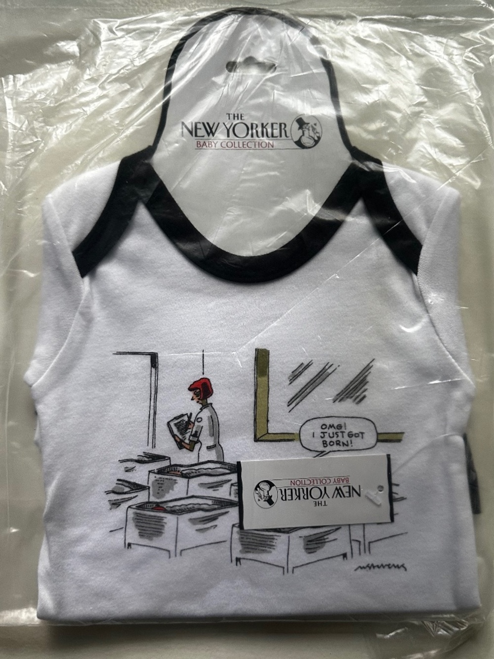 The New Yorker Baby Collection "OMG! I Just Got Born!" Cartoon Bodysuit